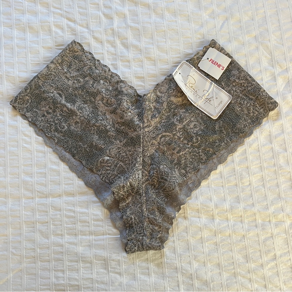 NWT VTG Rene Rofe Lingerie Grey Lace Hipster Panties, 7